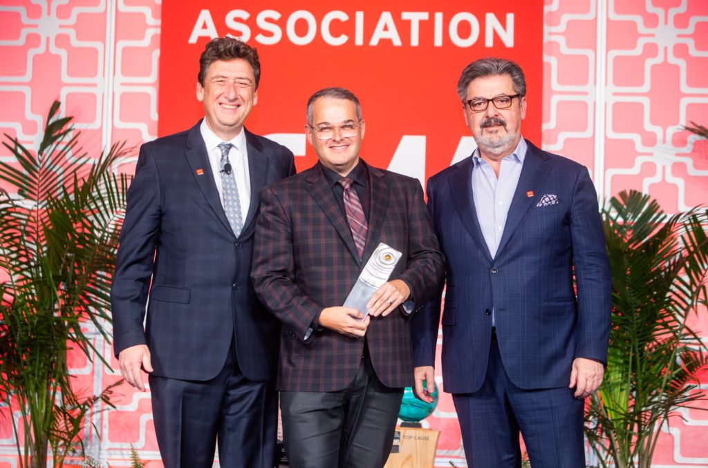 Stephen Brown (middle) accepts the Lifetime Achievement Award at last year's CMA Gala & Award Show. 